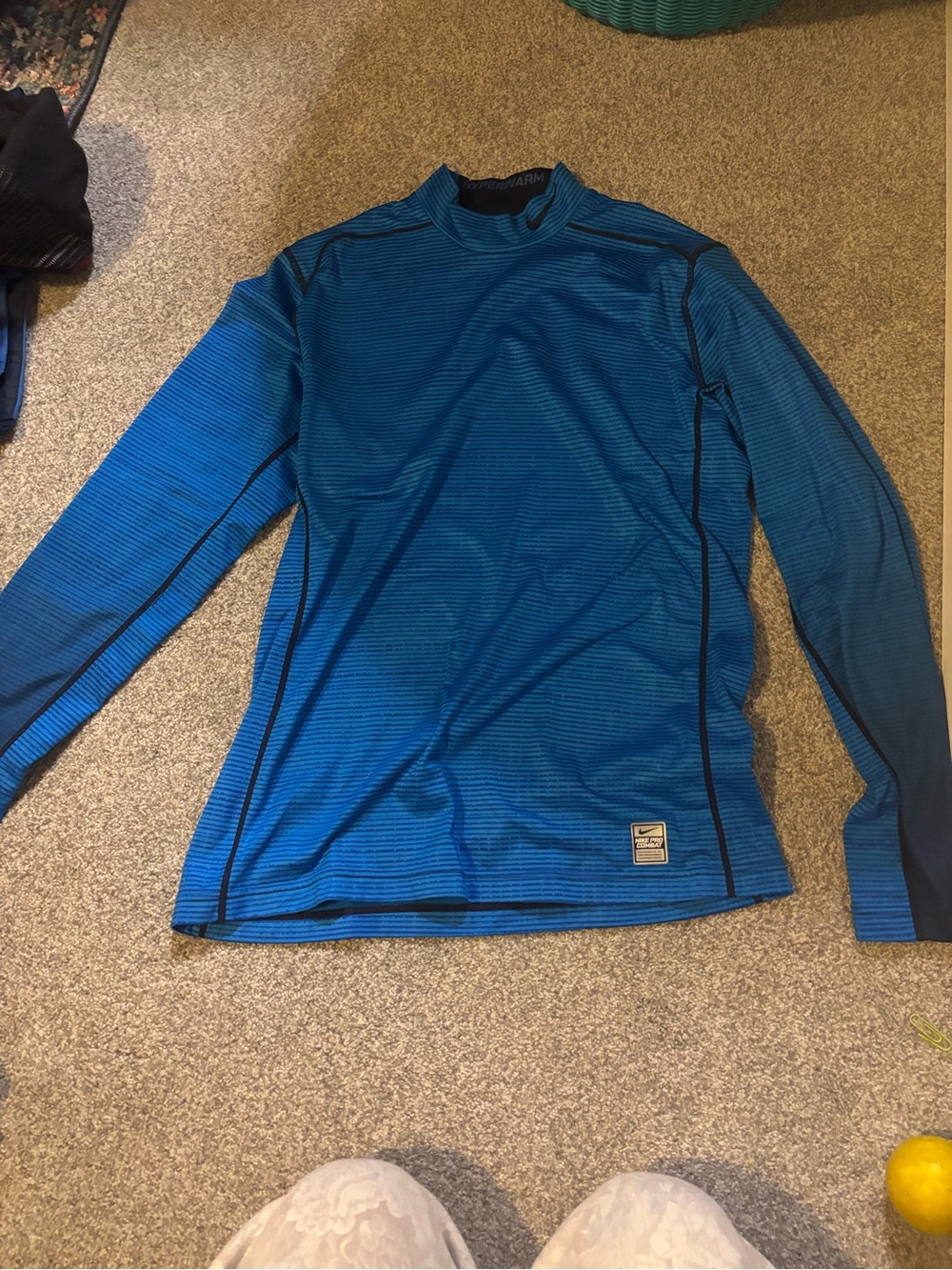 Nike Men’s Blue Striped Long-Sleeve Shirt